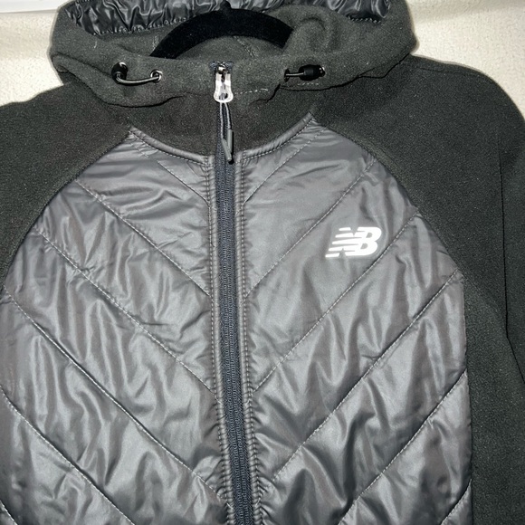 New Balance Womens Jacket Hooded Full Zip Fleece Polyester Nylon Gray Sz Medium - Picture 4 of 6